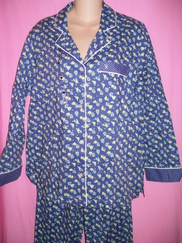 Victorias_Secret_Mayfair_Sleepwear_Pajamas_Blue_Floral